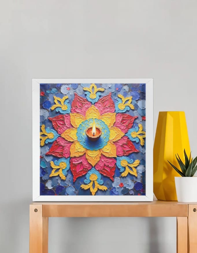 img_5361b8b8905622.jpg Diwali Framed Poster – 12x12 Inch Diya Wall Art